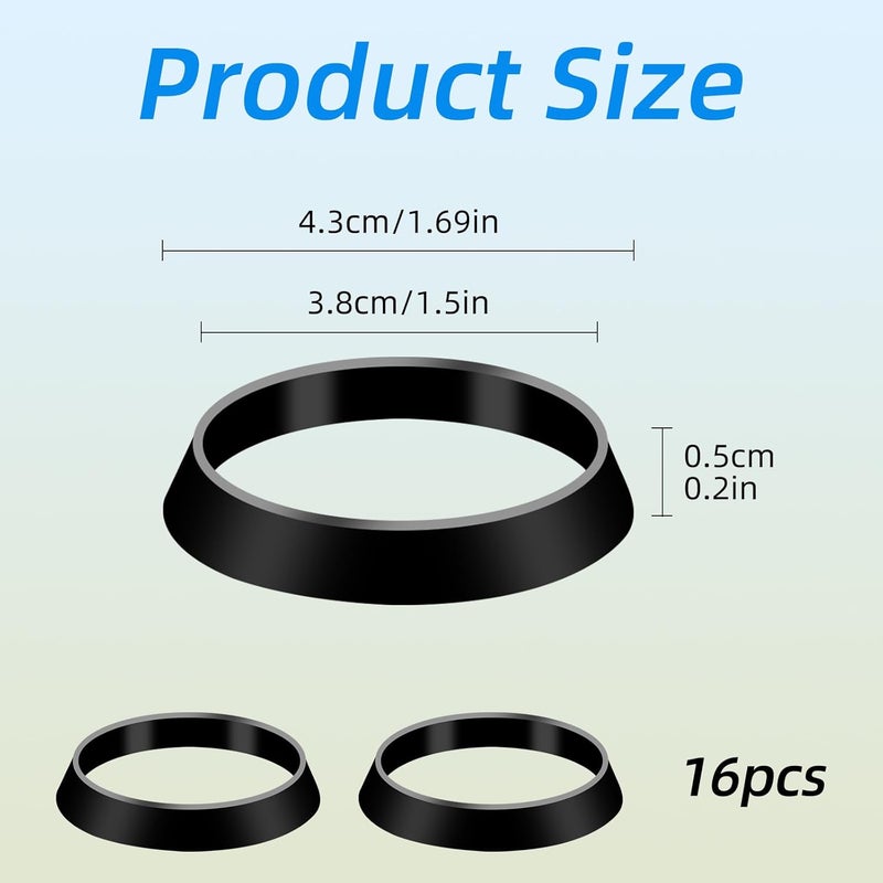 Pretwad 16 Pcs Seal Ring Silicone Washer, Cone Silicone Seal Ring, Waste Pipe Seals Rings Rubber Gasket Washers,Plumbing Washers Rubber Gasket for 1-1/2 Inch Pipe Shower Drain Kitchen Sink Faucet - Image 2